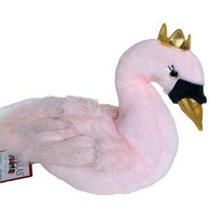 New w/Tag Douglas Plush Pink Swan Kimora w/Golden Crown Stuffed Animal  10"